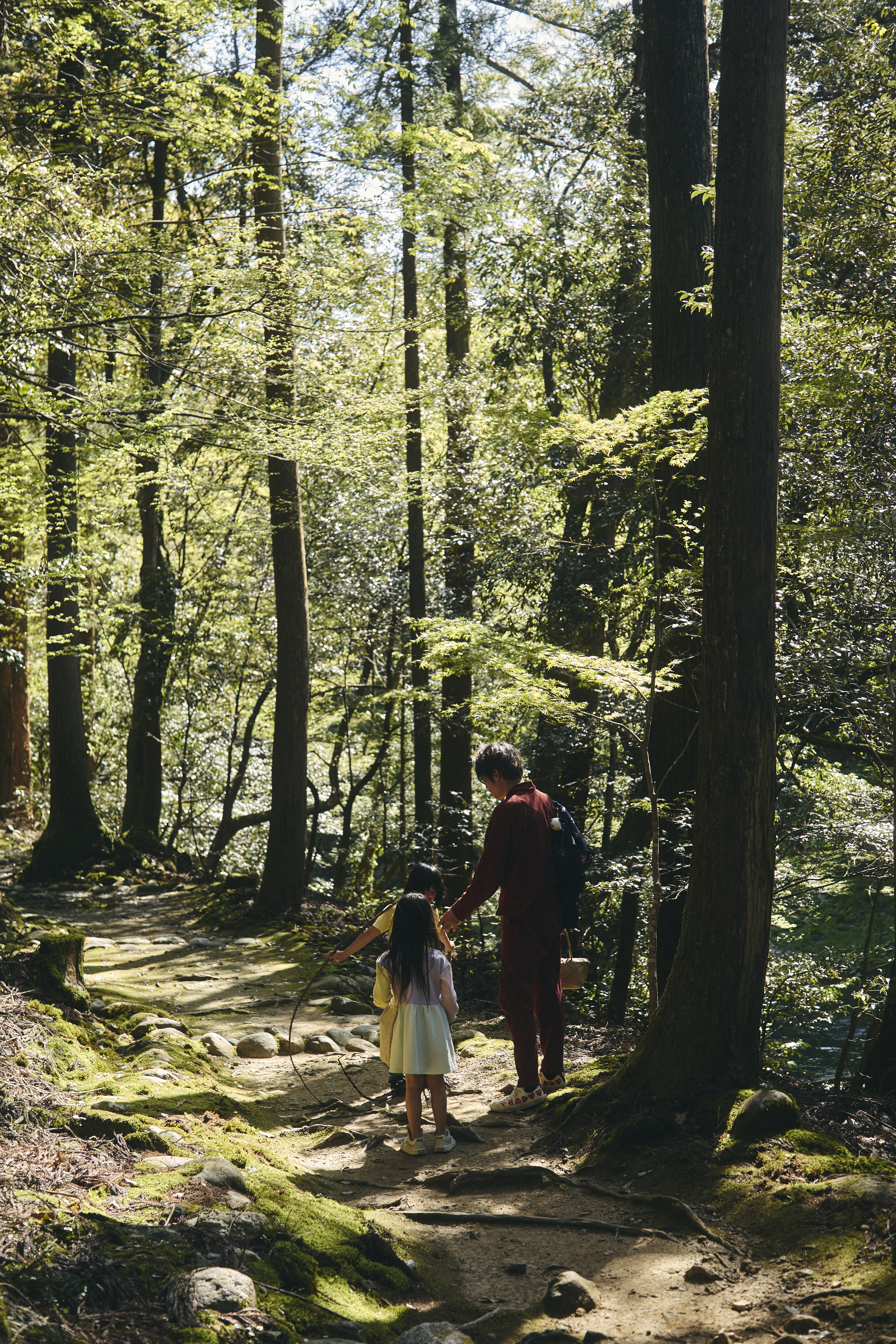 山中温泉の森の小径を歩く近江佳孝 / Yoshi on a forest path in Yamanaka Onsen